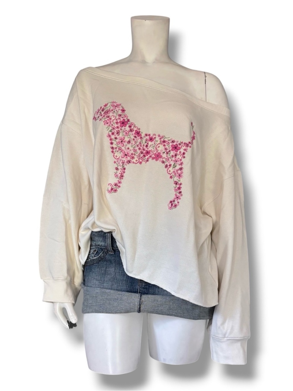 Victoria’s Secret PINK | NWT’s flower embroidered Y2K off the shoulder sweater